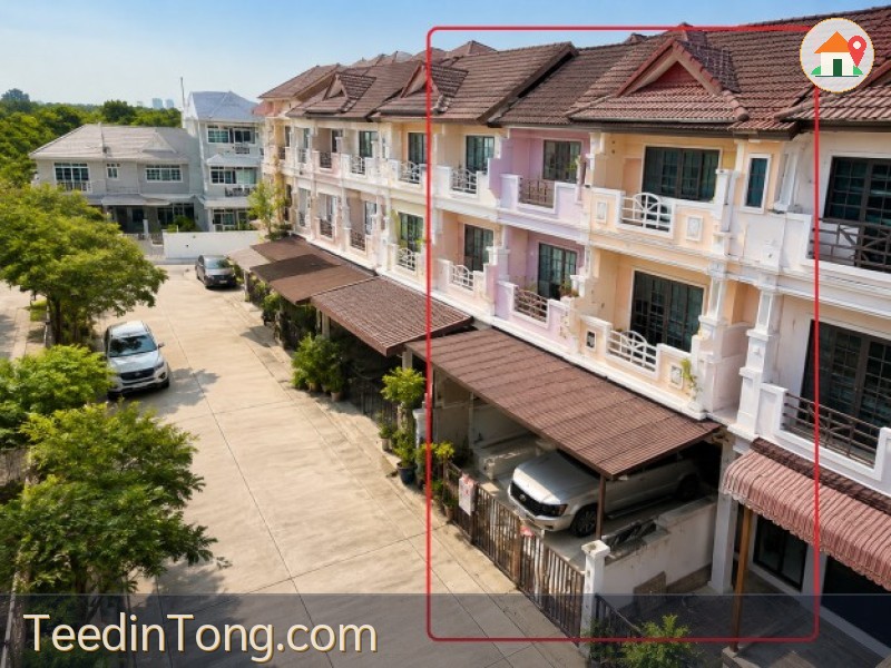 5นอน รถไฟฟ้า MRTสายสีส้ม ราษฎร์พัฒนา 1.2กม. มิสทีน รร.เตรียมอุดมศึกษาน้อมเกล้า ลด60% ทาวน์โฮม 3 ชั้น  สนามบินสุวรรณภูมิ 23 ตร.ว. 253 ตร.ม.