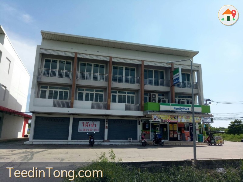 ให้เช่าตึกแถวสินสาคร ติด family mart หน้าหมู่บ้านซื่อตรงสารินและนิคมอุตสาหกรรมสินสาคร เหมาะแก่การทำธุระกิจ แหล่งชุมชน ทำเลดี