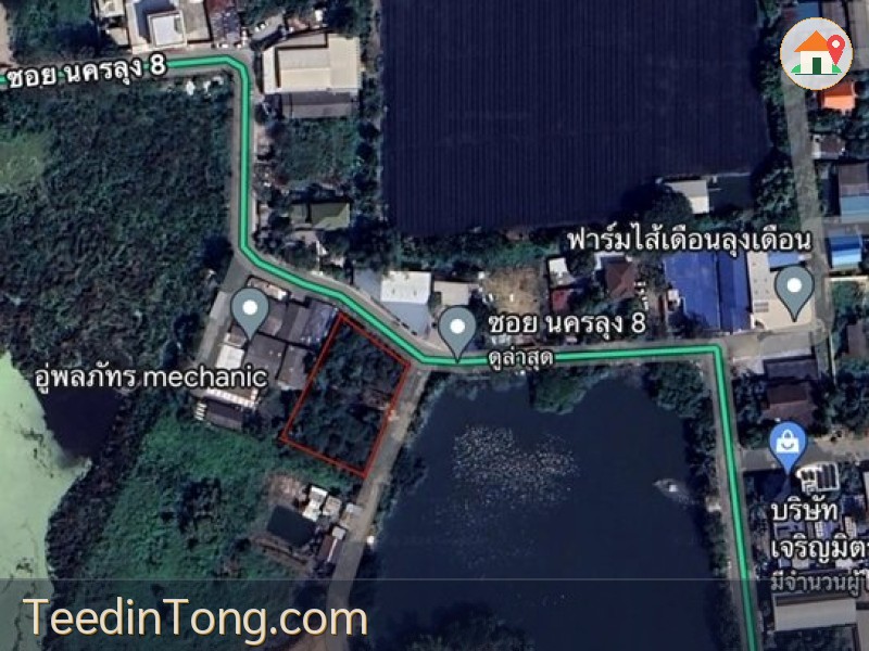 ขายที่ดินทำเลทองติดบึงน้ำ ขนาด 1 ไร่ 22 ตรว. ในหมู่บ้านเศรษฐกิจ ย่านพุทธมณฑล สาย 3 (ซอยนครลุง 8)