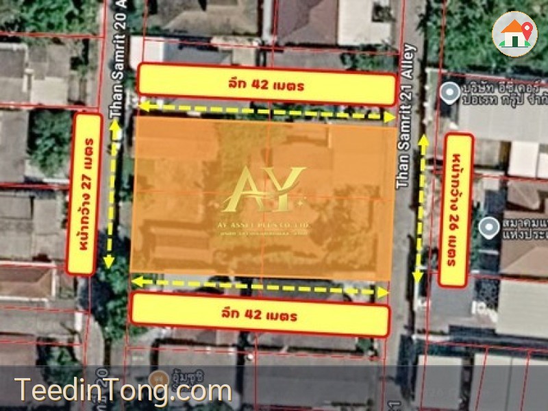 ที่ดินแปลงใหญ่ พร้อมสิ่งปลูกสร้าง บ้านเดี่ยว บนเนื้อที่ 280 ตร.ว. ซอยทานสัมฤทธิ์ 20-21 ราคาเพียง 59,000 บาท/ตารางวา ราคาเทียบเท่าที่ดินเปล่า